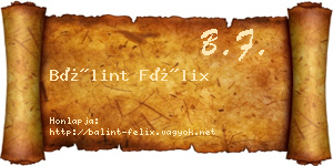 Bálint Félix névjegykártya