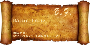 Bálint Félix névjegykártya